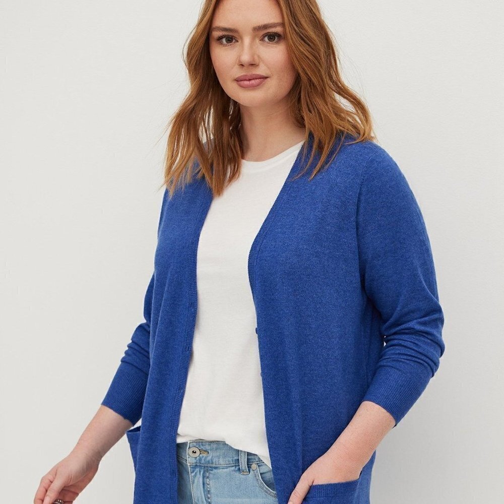 Torrid - Everyday Plush Boyfriend Cardigan Sweater in Blue​​​​​​​​​​